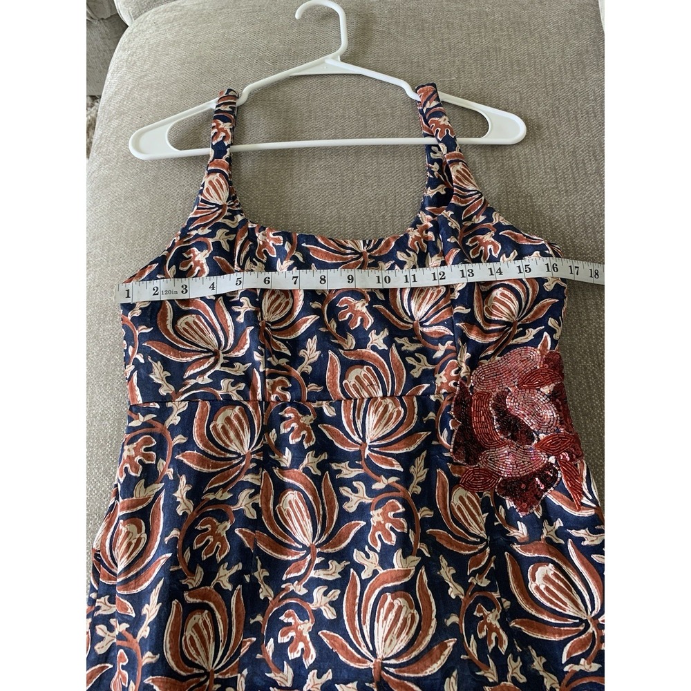 JODI Inaaya Silk Dress Sz M Midi Floral Hand Embroidery Hand Printed Lined Boho - Picture 14 of 15